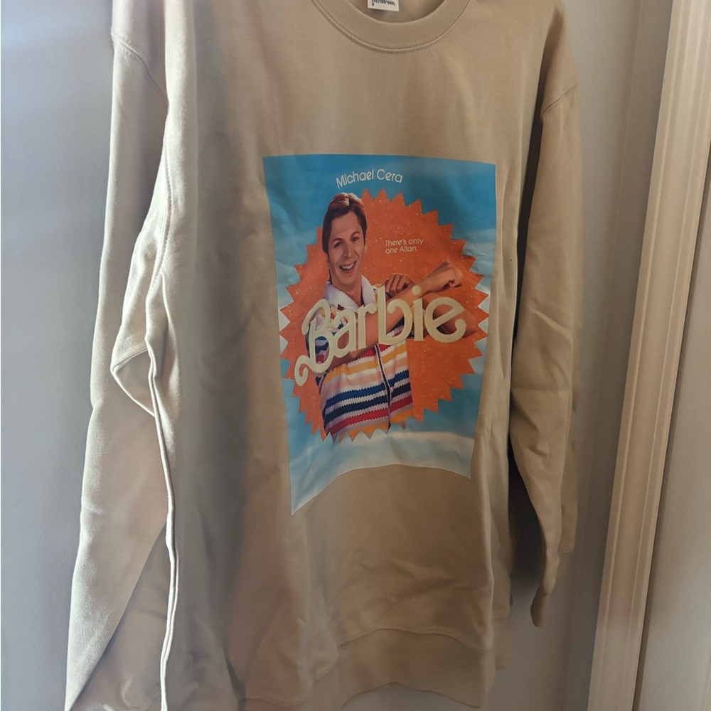 Allan from Barbie Beige Graphic Sweater